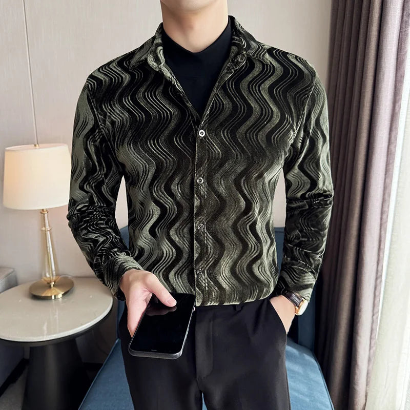 Dual-Layer Velvet Elegance Shirt