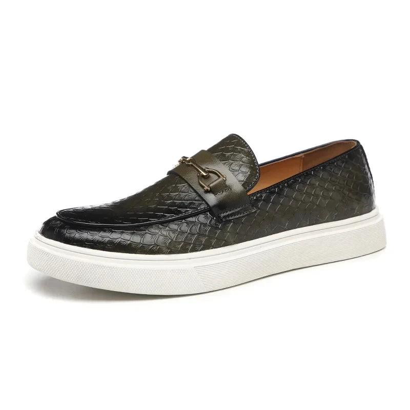 Snakeskin Metal Appliques Retro Loafers