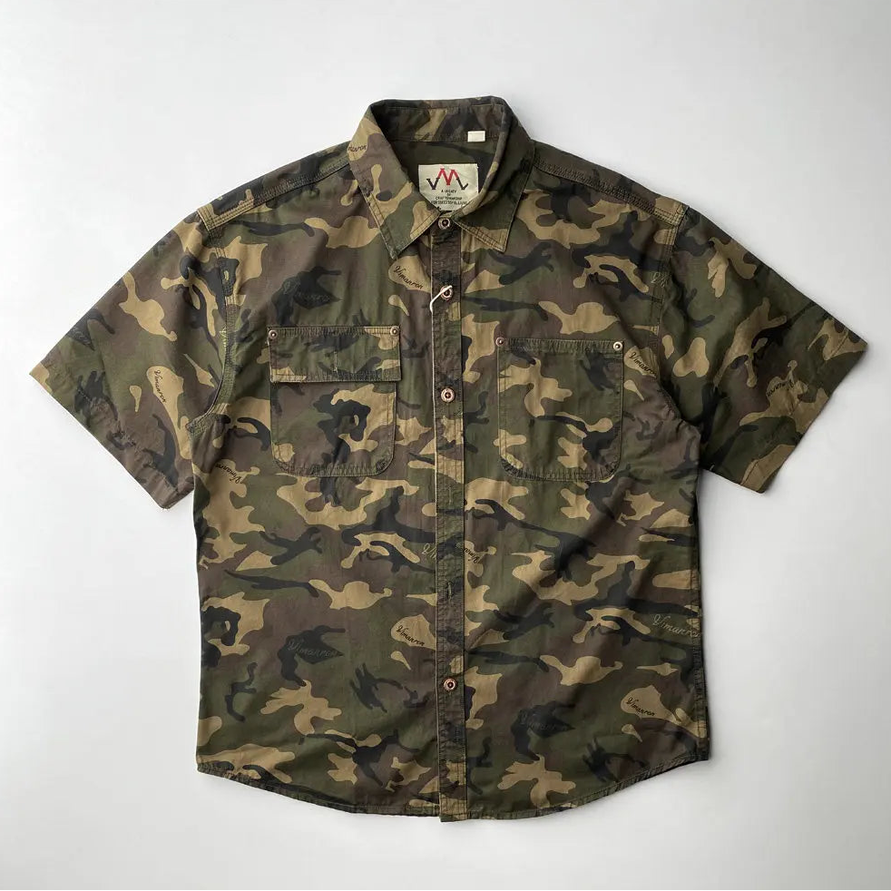 Retro Camouflage Lapel Cargo Shirt