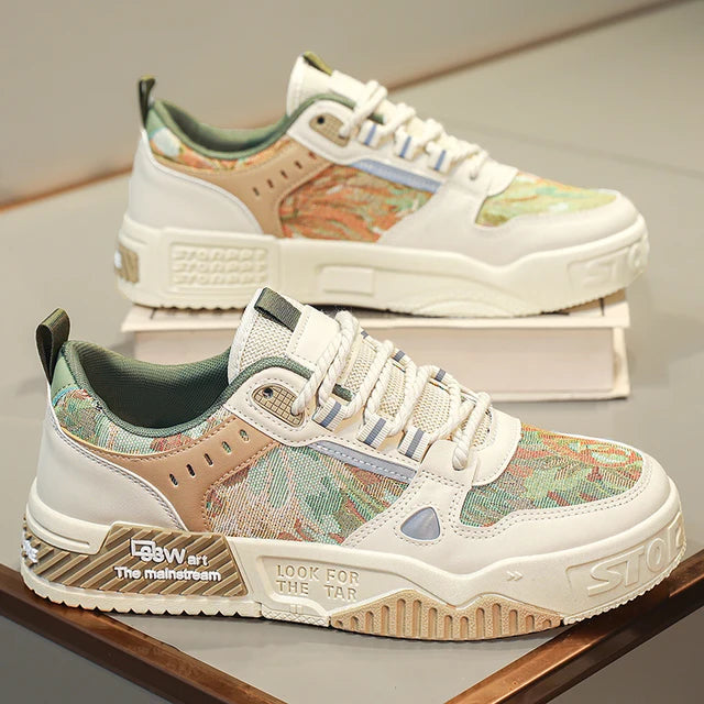 Abstract Painted Casual Patchwork Sneakers