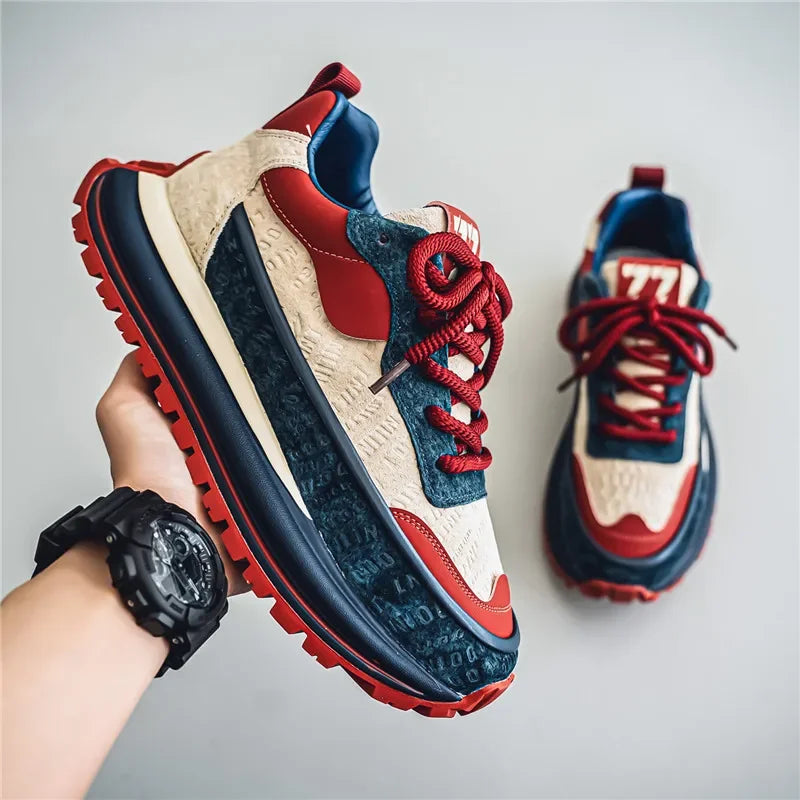 Letter Pattern Thick Bottom Men's Sneakers