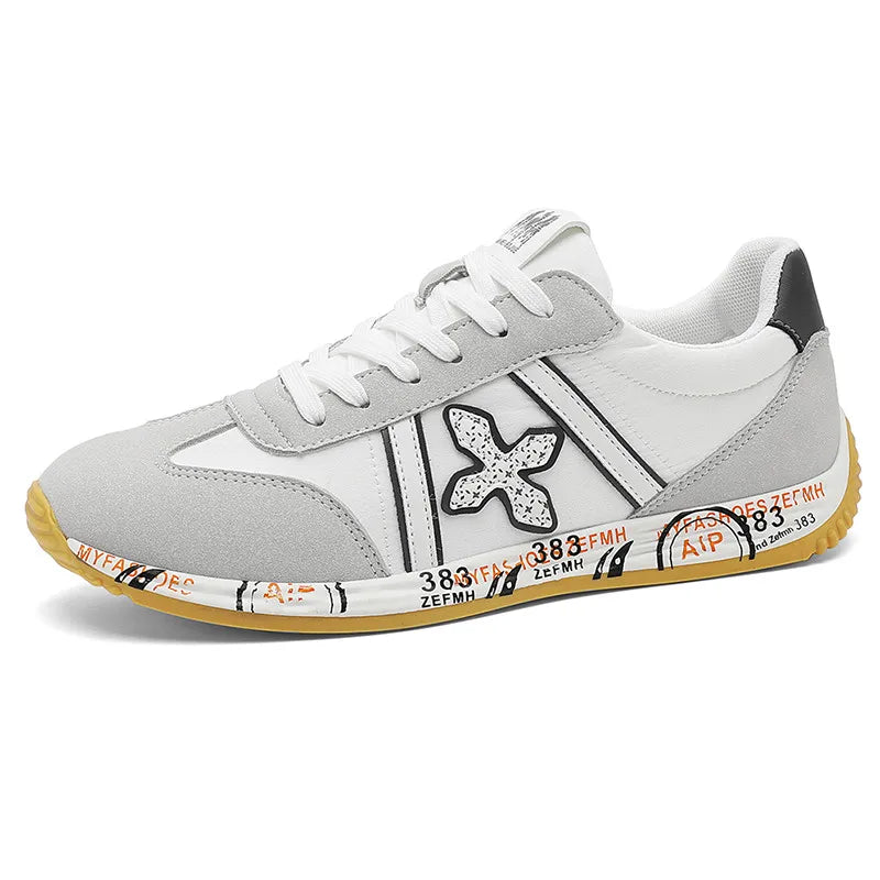 Breathable Patchwork Lace-Up Fabric Sneakers