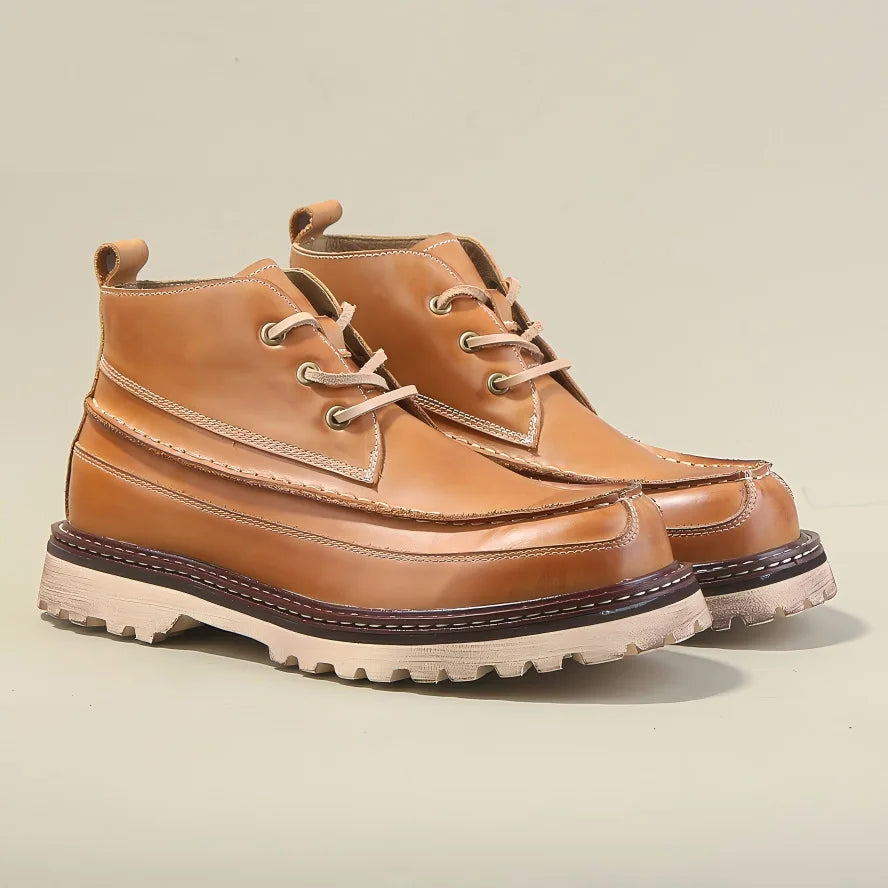 Rugged Style Leather High Top Boots