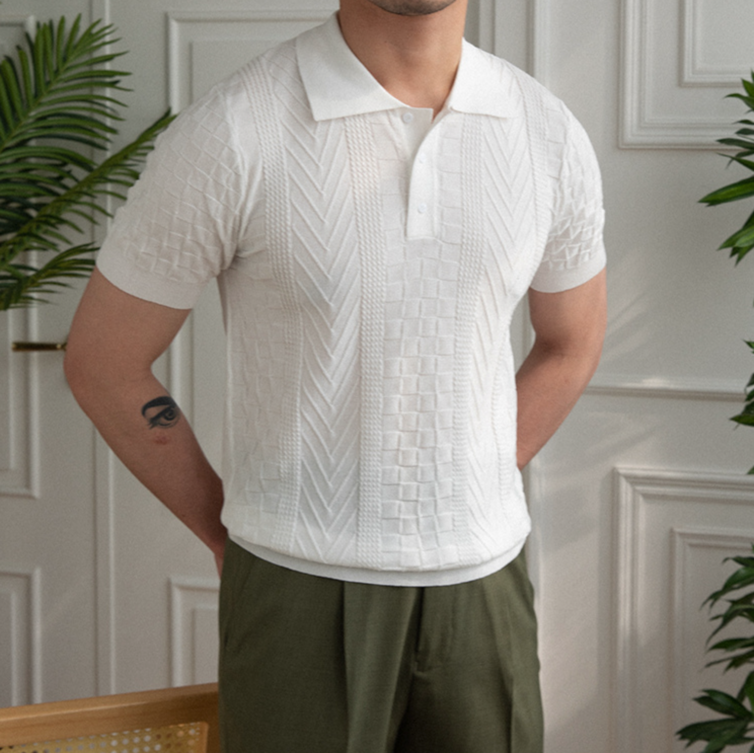 Casual Solid Color Viscose Polo Shirt