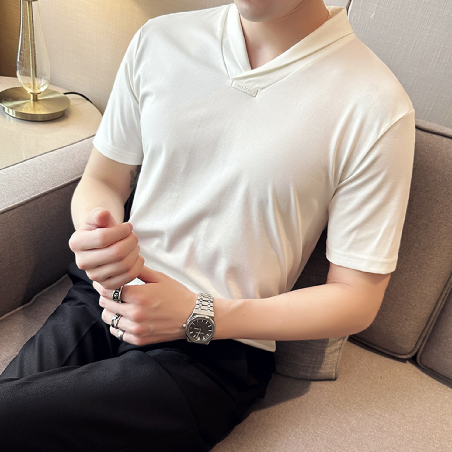 Slim Fit Ice Silk Casual Short Sleeve T-Shirt