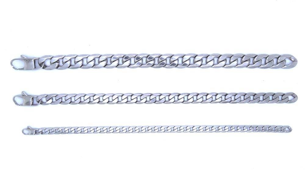 Stainless Steel Curb Chain Silver Bracelet