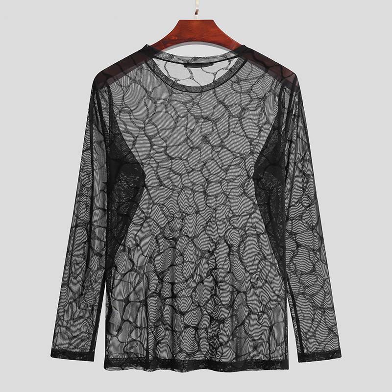 Water Geometric Patterned See-Through T-Shirts