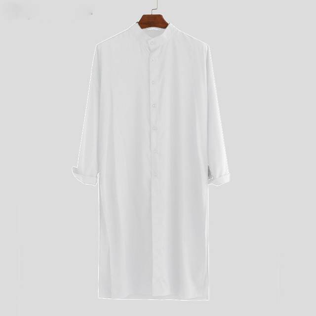Arabic Indian Looks Long Solid Men Shirt
