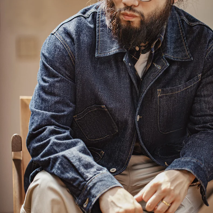 Hole Button Multi Pocket Denim Jacket