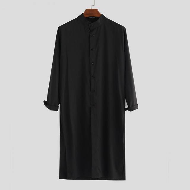 Arabic Indian Looks Long Solid Men Shirt