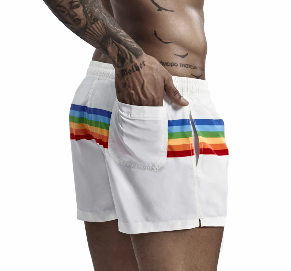 Rainbow Stripe Decorated Sporty Shorts