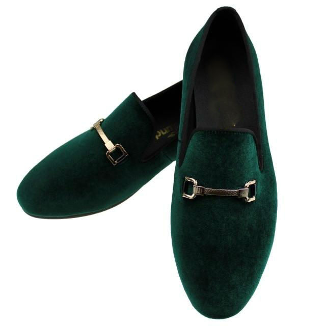 Gold Slim Metal Buckle Men Loafer Shoes