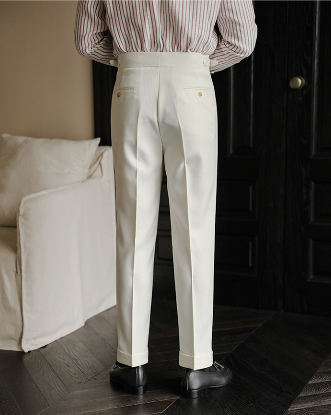 Solid Slim Fit Polyester Trousers
