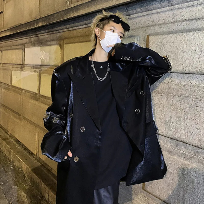 Casual Solid Loose Double-Breasted Blazer