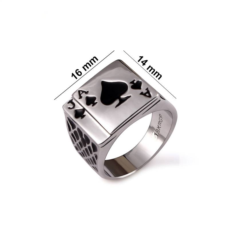 Square-Shaped Spades Card Style Ring