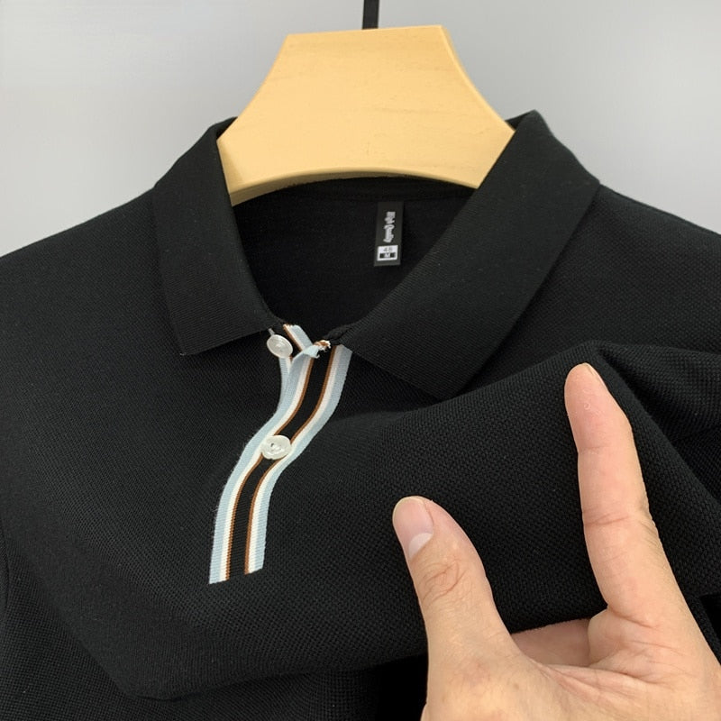 Double Button Solid Men Polo Shirt