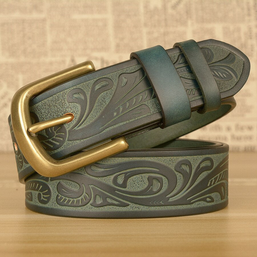 Vintage Engraving Pattern Leather Belt