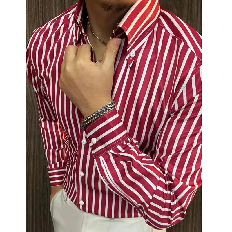 Striped Contrast Color Long Sleeve Shirt