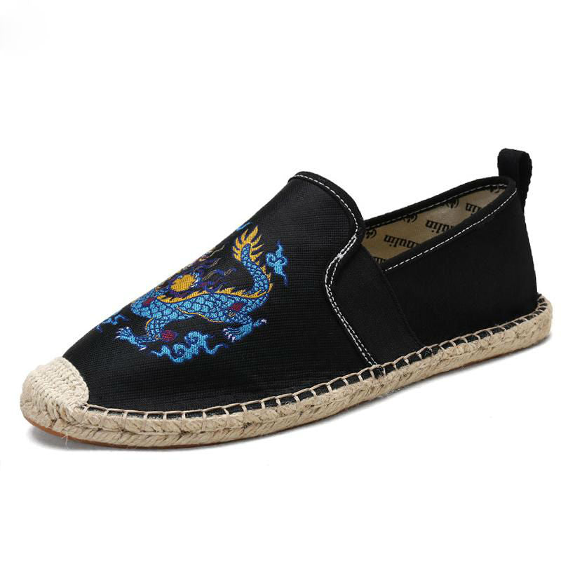 Chinese Elements Dragon Totem Men Canvas Flats Shoes - FanFreakz