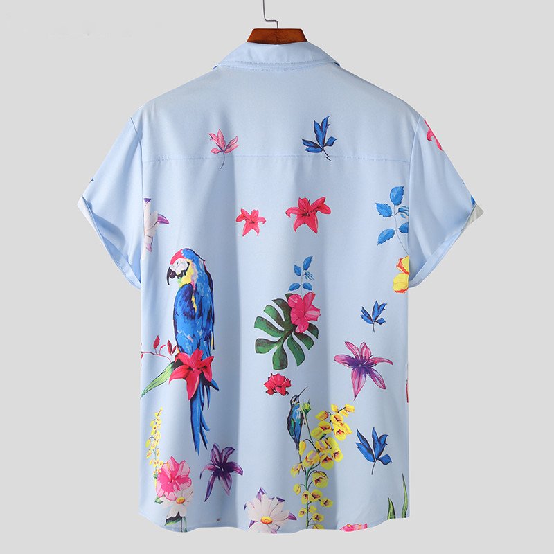 Bird Soft Blue Short Sleeve Shirt
