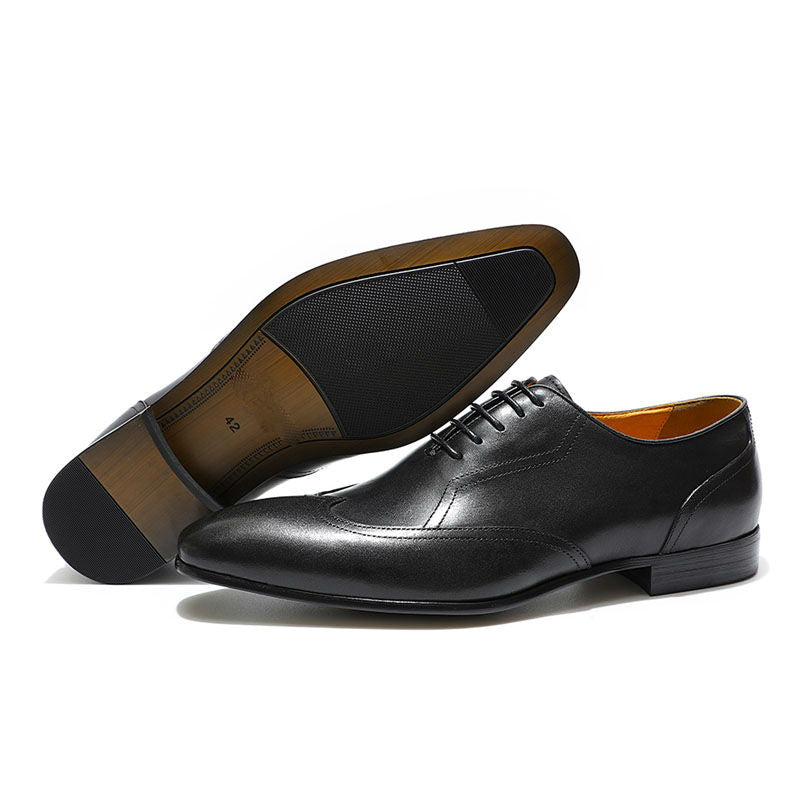 Excellent Black Green Hand Crafted Wingtip Men Oxfords Shoes