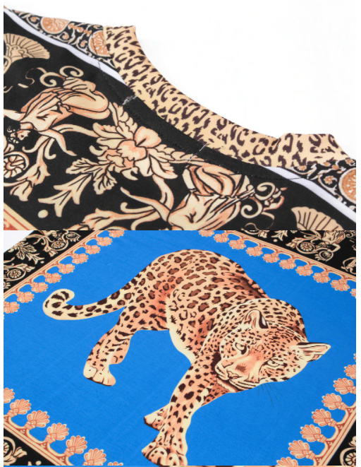 Leopard Back Print Velour O Neck Style Men T-Shirt