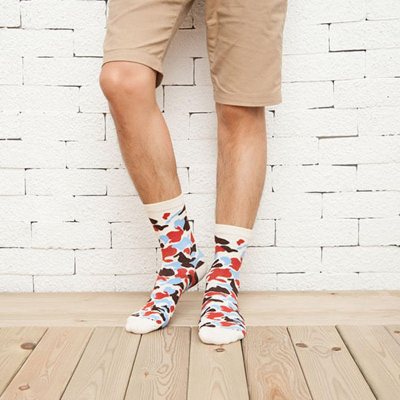 Colourful Camouflage Art Print Men Socks