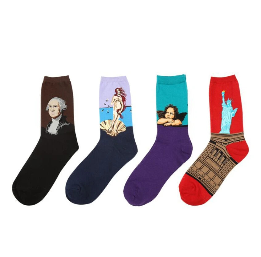 Retro Art Oil Painting Series Socks