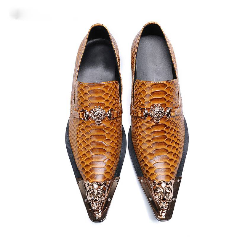 Italian Style Pointed Toe Animal Skin Pattern Men Shoes