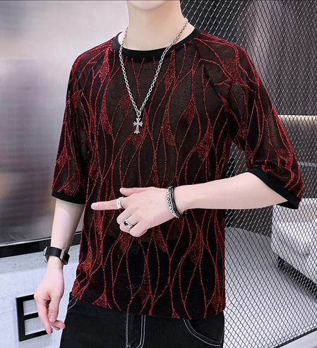 Leaves Vines Half-Sleeved Mesh T-Shirt