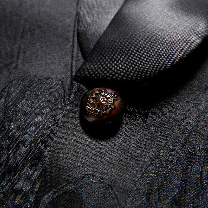 Dark Floral Red Pollen Lapel Men Shawl Lapel Blazer - FanFreakz