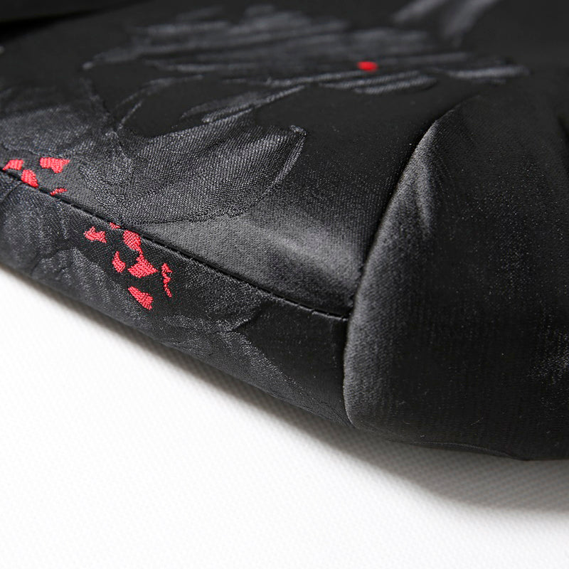 Dark Floral Red Pollen Lapel Men Shawl Lapel Blazer - FanFreakz