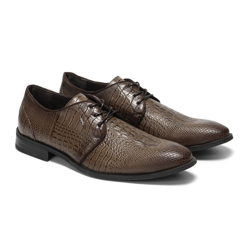 Coffee Shade Crocodile Pattern Men Formal Shoes - FanFreakz