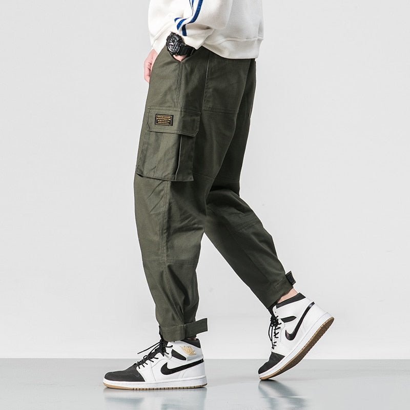 Multi Pocket Elastic Waist Hip Hop Casual Style Men Pants