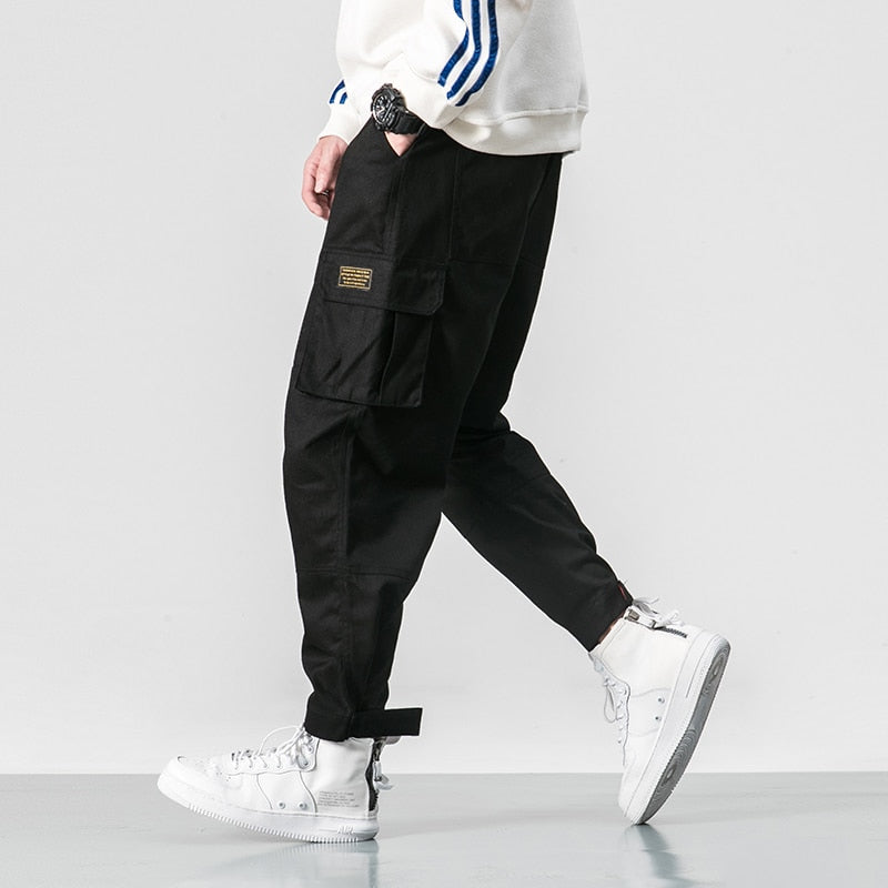 Multi Pocket Elastic Waist Hip Hop Casual Style Men Pants