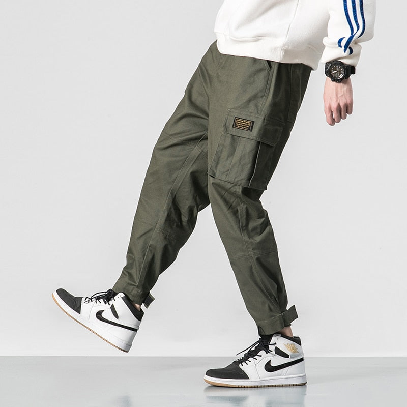Multi Pocket Elastic Waist Hip Hop Casual Style Men Pants