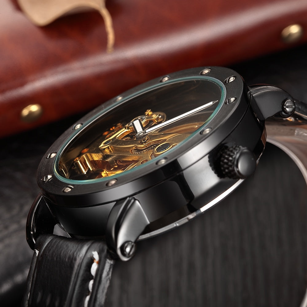 Luxury Automatic Golden Bridge Mechanical Design Men Watch