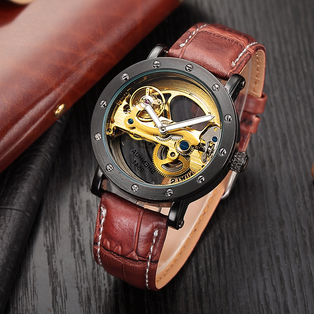Luxury Automatic Golden Bridge Mechanical Design Men Watch