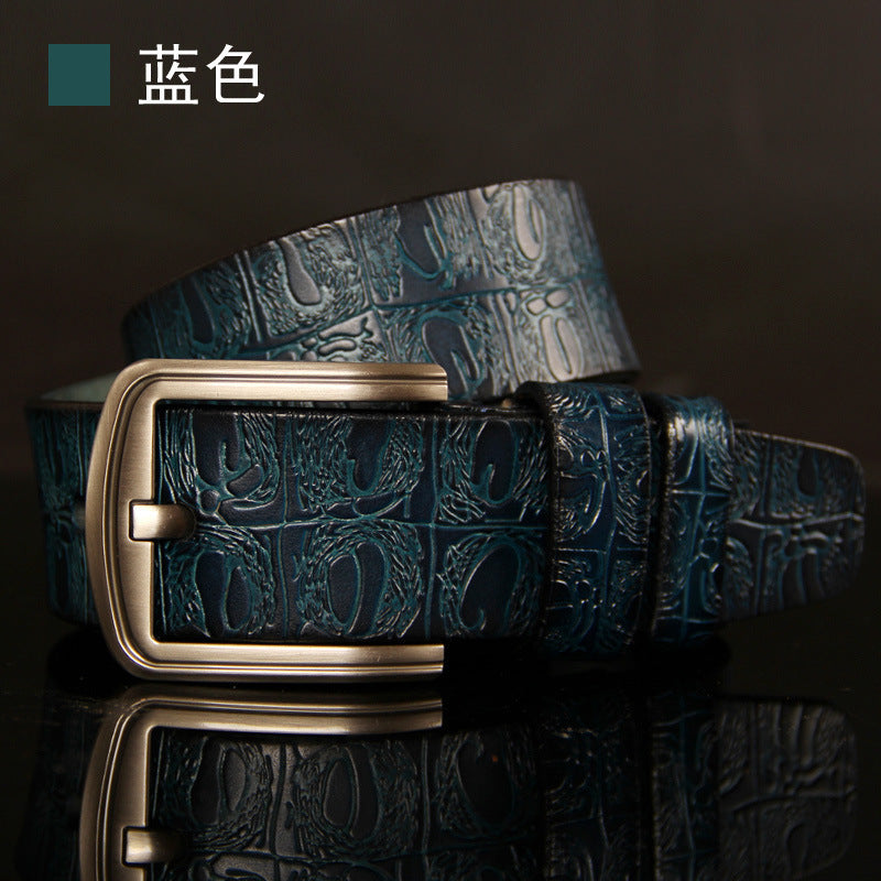 Luxury Crocodile Pattern Leather Men Belt
