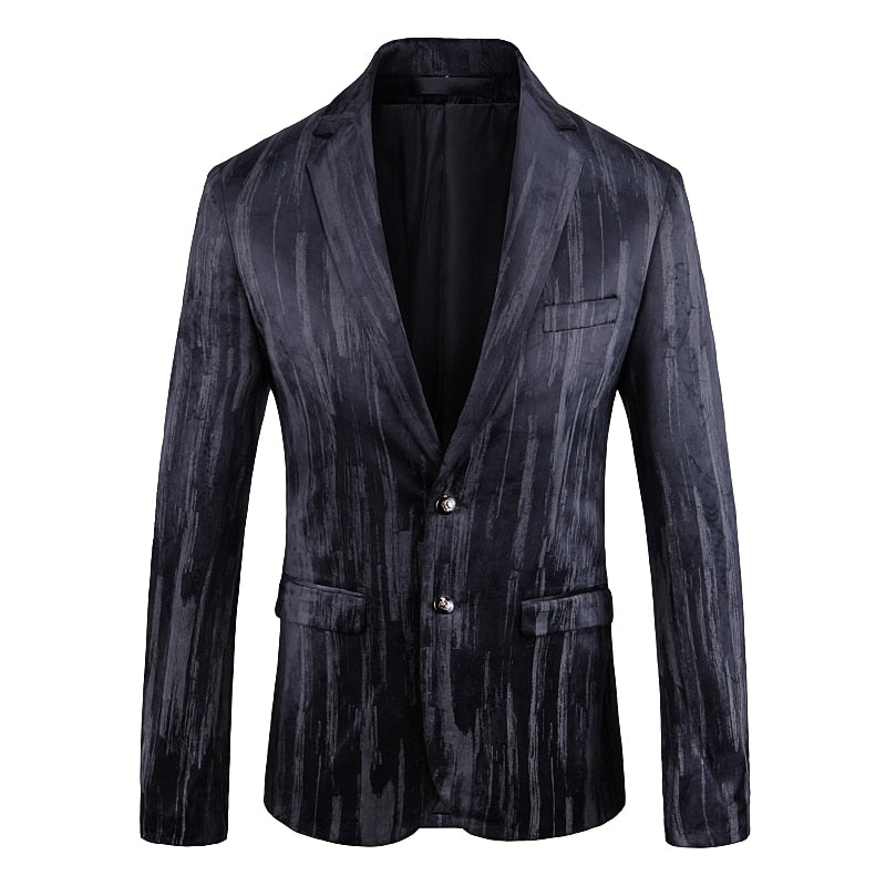 Brush Vintage Dark Color Slim Casual Men Blazer