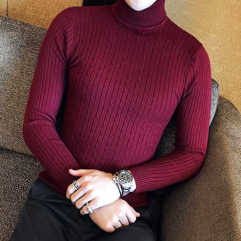 Twisted Stripe Style Turtleneck Sweater