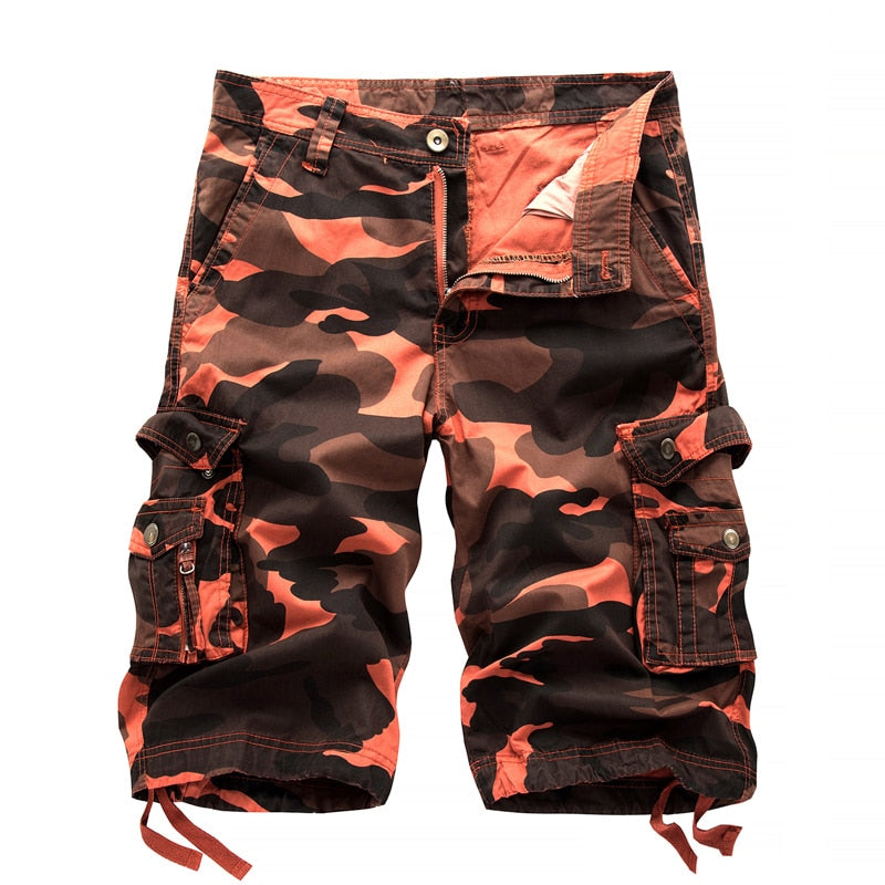 Military Camo Pattern Cargo Multi Pockets Style Men Shorts