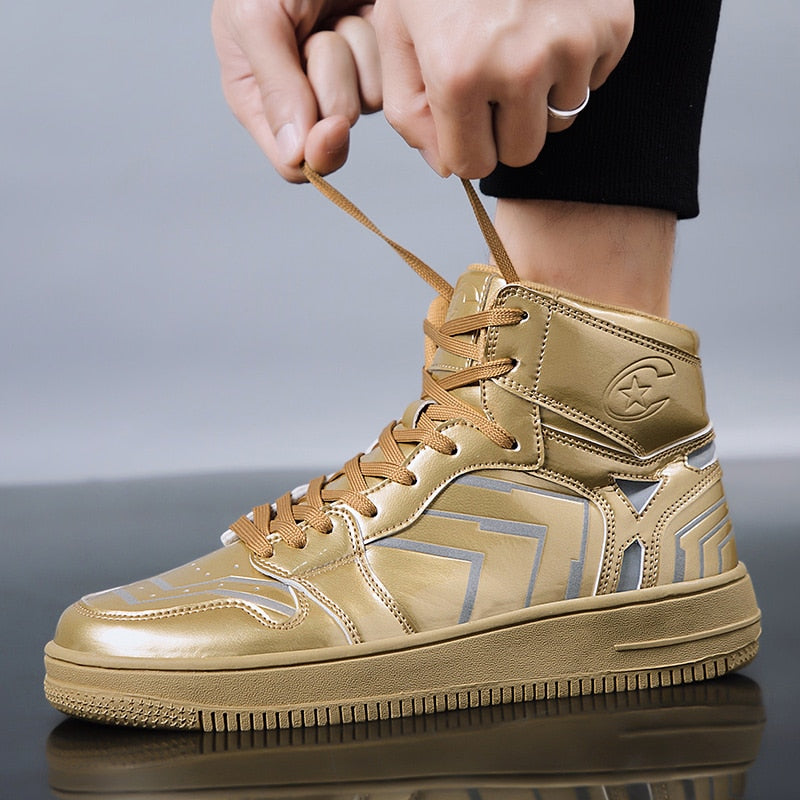 High Top Multicolor Reflective Stripes Men Sneakers