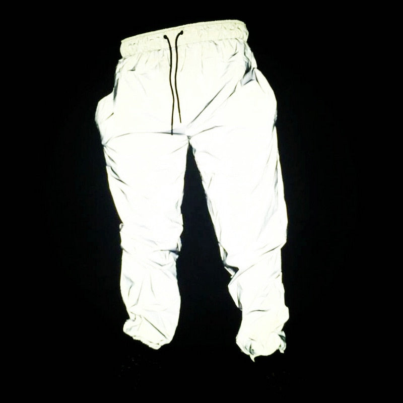 Camo Reflective Hip Hop Light Shiny Streetwear Jogger Style Men Pants