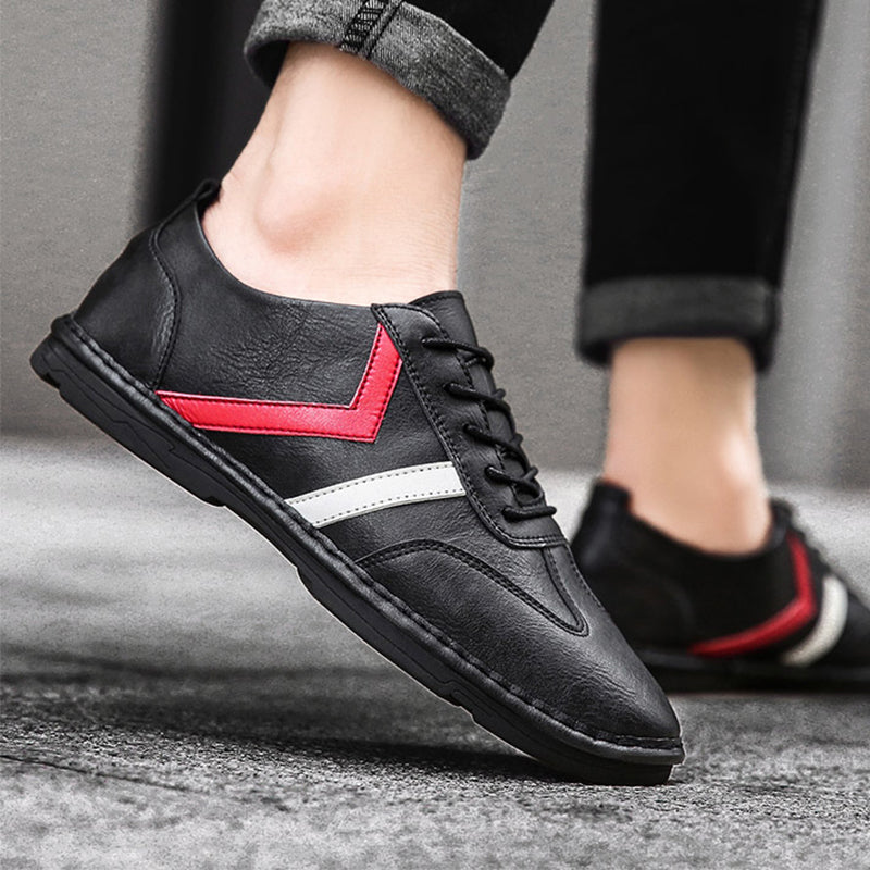 Casual Split Leather Flat Style Men Sneaker