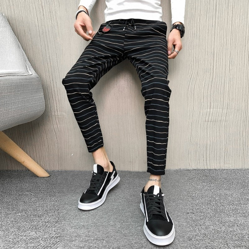 Lying Flat Stripes High Street Style Men Pants