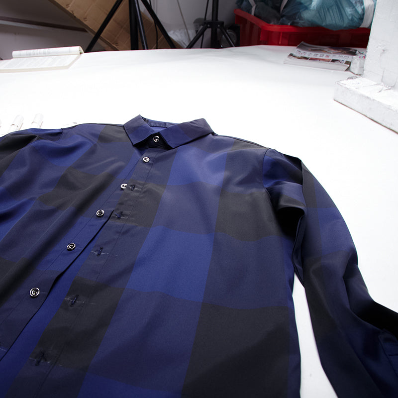 Square Plaid Color Combination Long Sleeve Men Shirt