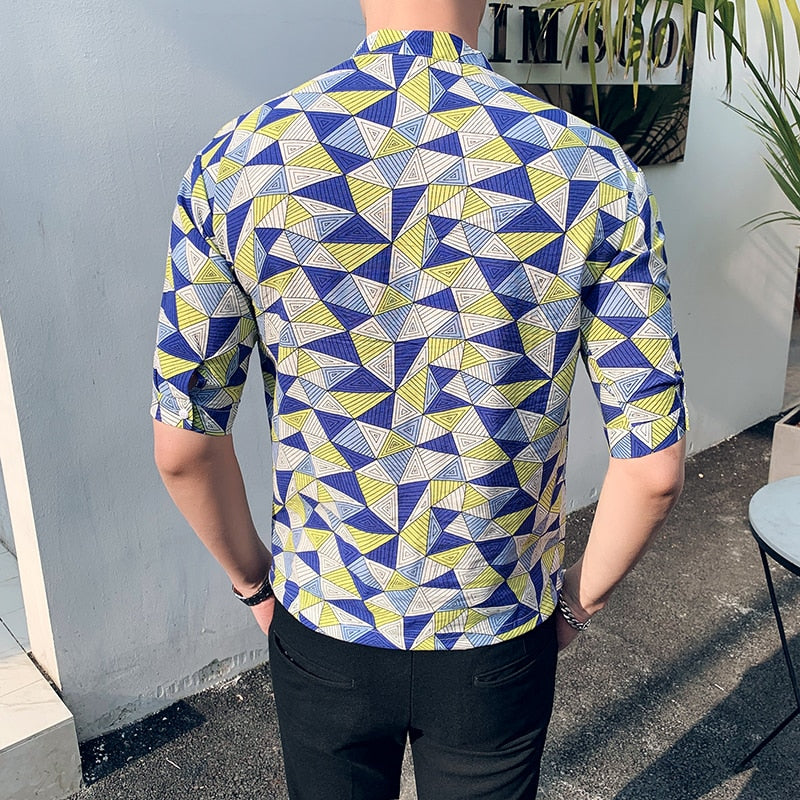 Pyramid Printing Short Sleeve Casual Style Men Shirt