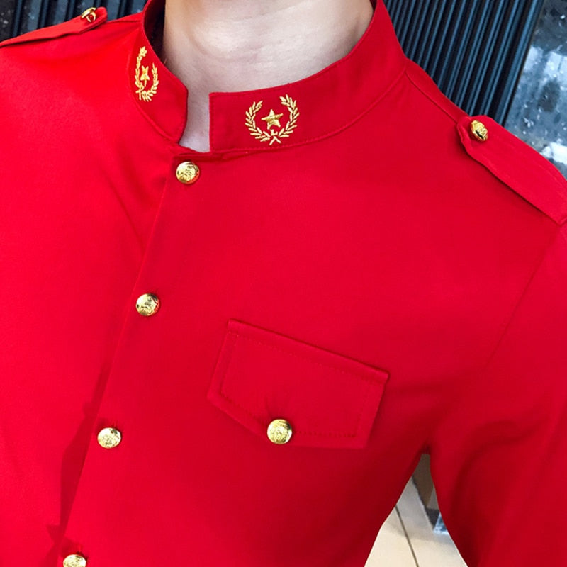 Korean Slim Fit Solid Color Single-Breasted Shirt