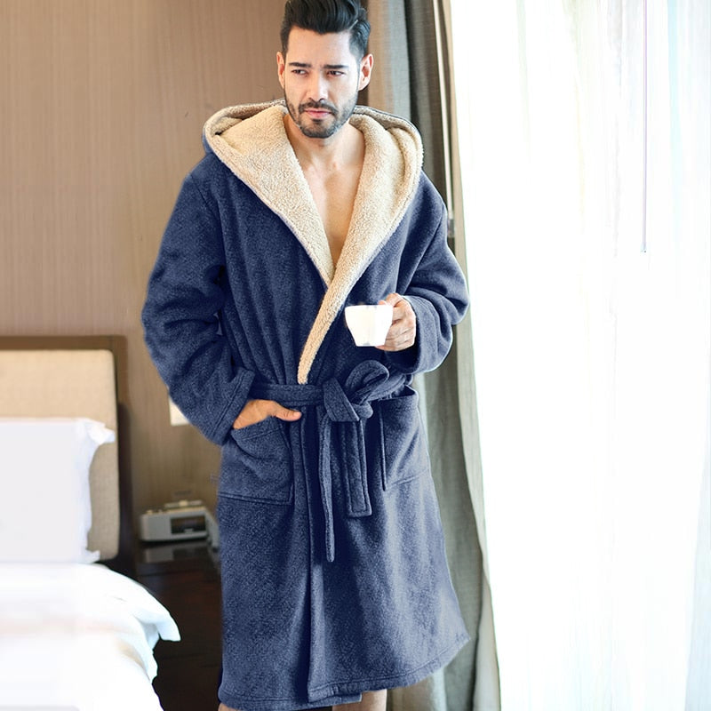 Shawl Collared Solid Winter Pajama Robe